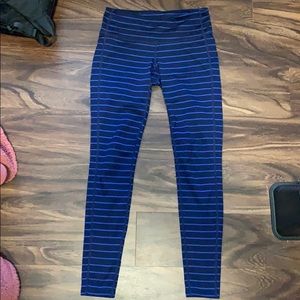 Athleta Blue Striped Leggings